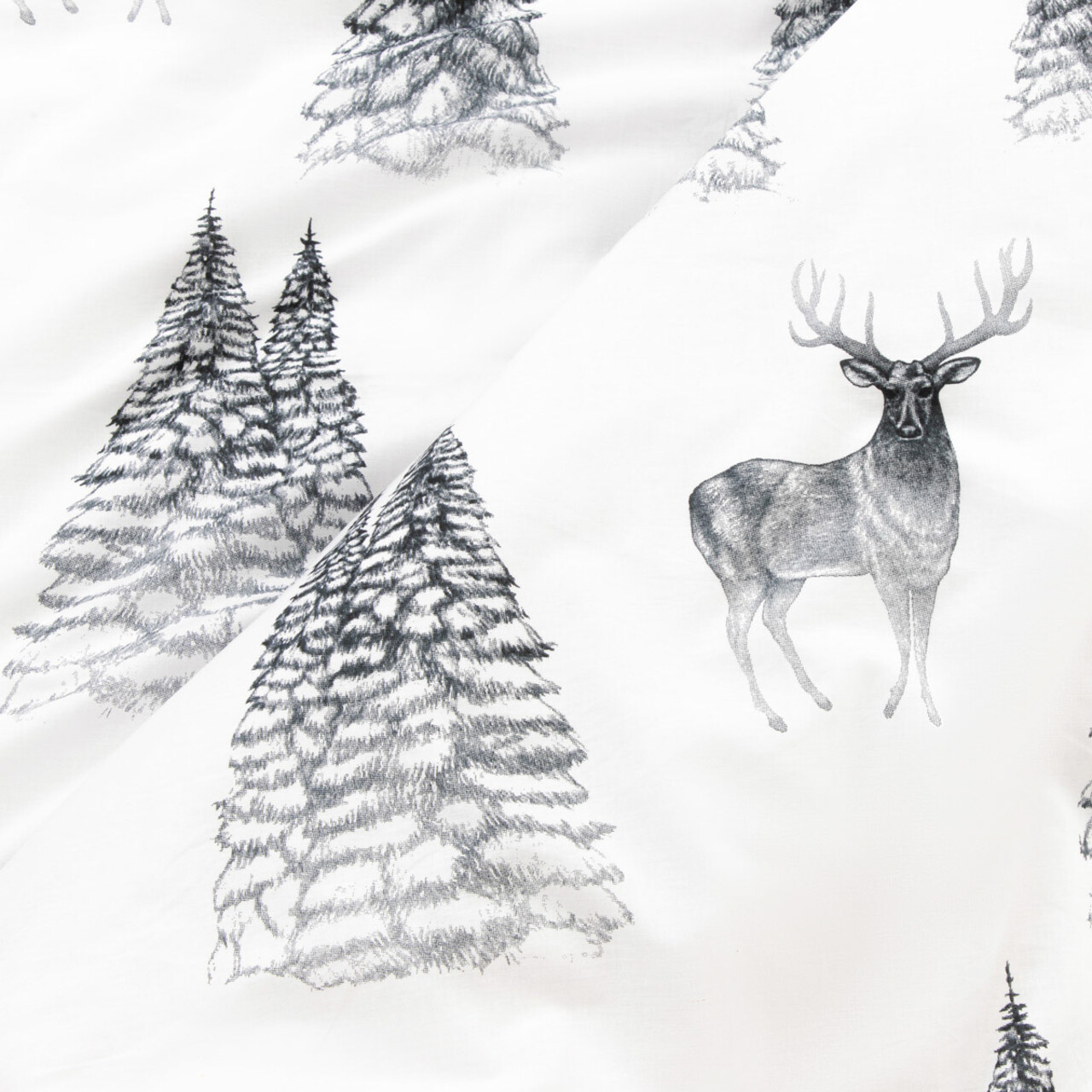 Lenjerie de pat dubla Munti, Homla, 3 piese, 160x200 cm, bumbac, alb/gri - 2 | YEO