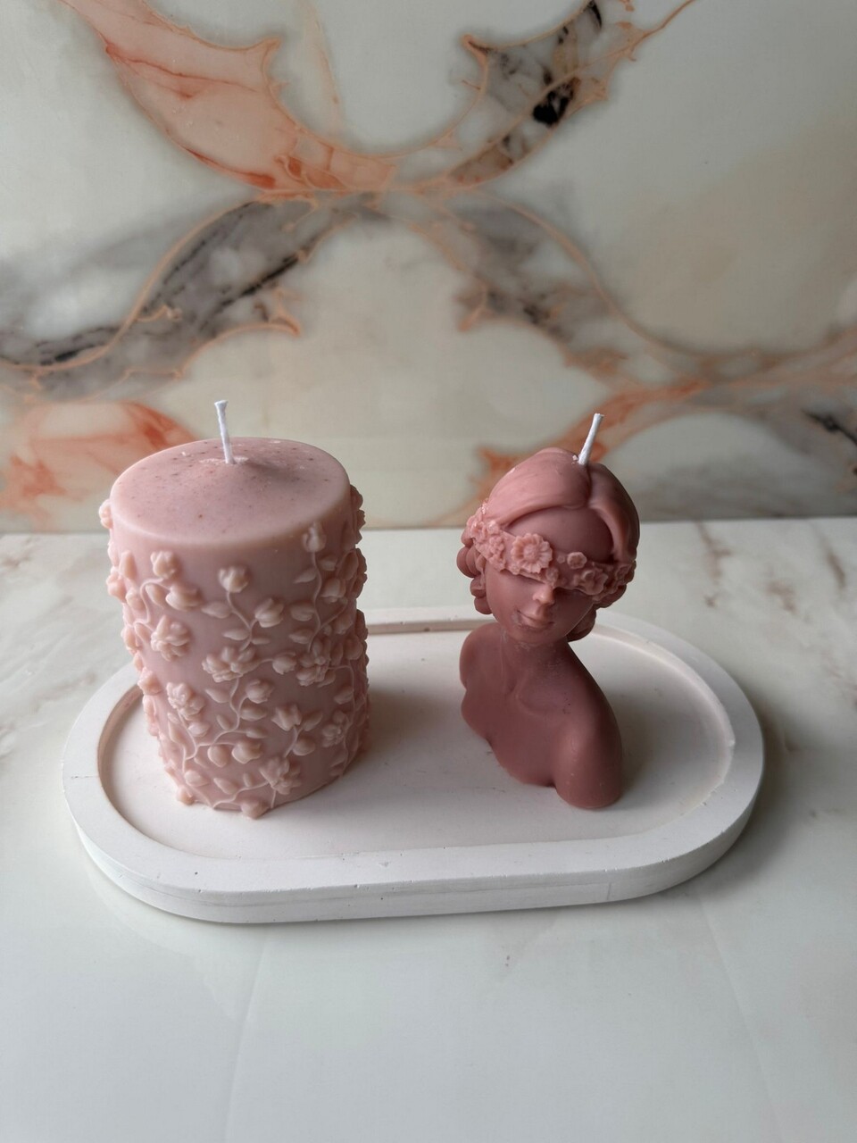 Set de lumanari, Glamour Candle 39ST, Beton, Roz/Alb - view 2