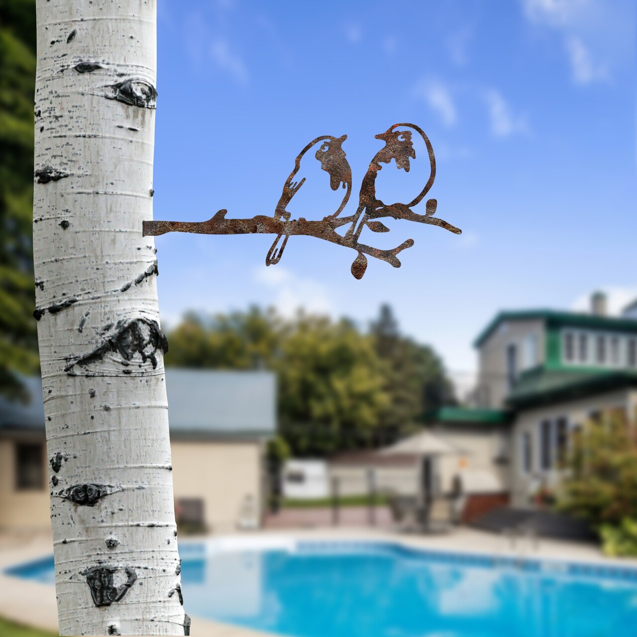 Obiect decorativ de grădină, Bird On The Branch 06, 50x20 cm, Maro - imagine 3