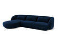 Coltar stanga 4 locuri, Tulum, Cosmopolitan Design, 255x156x70 cm, catifea, albastru regal