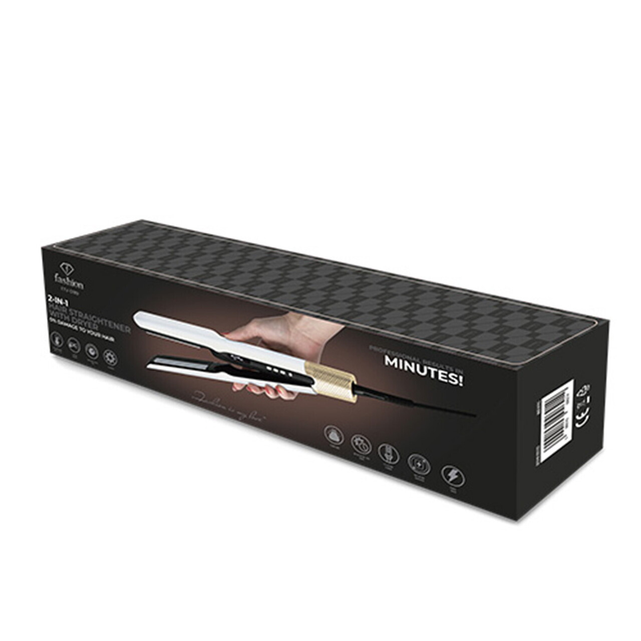 Placa de par cu uscator, 2 in 1 Fashion TV, Pearl White-Gold, 1000W, 230°C, 3 viteze, 3 trepte de temperatura, invelis ceramic, alb - view 15