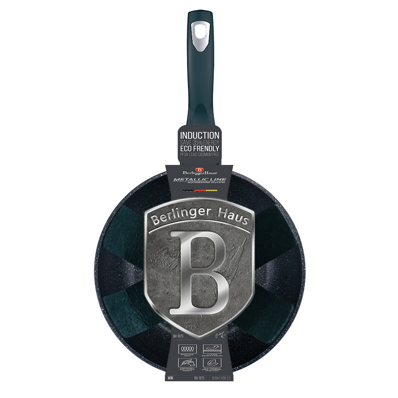 Tigaie Wok Berlinger Haus, Aquamarine, 28 cm, 3.2 L, aluminiu forjat, blue - view 14