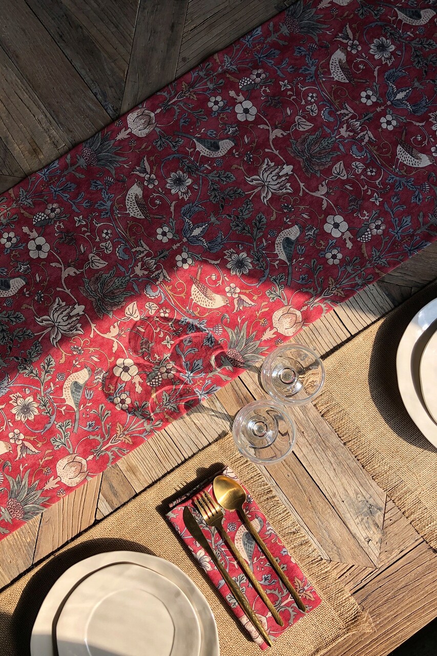 Traversa de masa, SX - Kitchen, 626SRT1143, Poliester , Dimensiune: 45 x 150 cm (1 bucată), Rosu claret