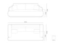 Canapea extensibila 3 locuri, Ella-120, Micadoni Home, 253x108x94 cm, catifea, petrol