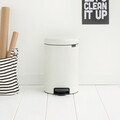 Cos de gunoi cu pedala, Brabantia, NewIcon Metal Bucket, 12 L, 33.8x25.1x41.1 cm, otel, alb