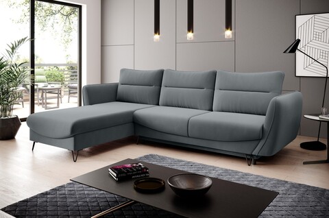 Coltar extensibil stanga 3 locuri ELTAP, LT-04VE, Silva, 276x201x100 cm, lemn/poliester, gri deschis