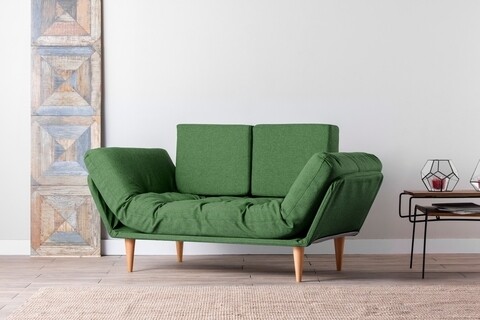 Canapea extensibila Nina Daybed, Futon, 3 locuri, 200×70 cm, metal, verde Futon