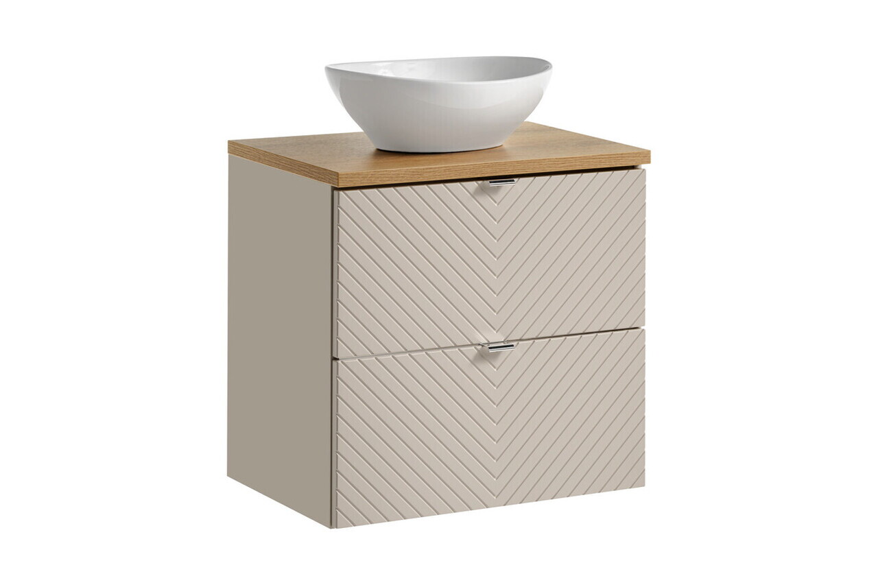 Set mobiler baie, dulap cu lavoar, 60 cm S Un Lola, Viva Cashmere Oak, Comad, MDF/PAL laminat, casmir mat — imaginea 3