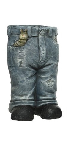 Ghiveci Jeans, Decoris, 19x18x34 cm, polirasina, gri 19x18x34
