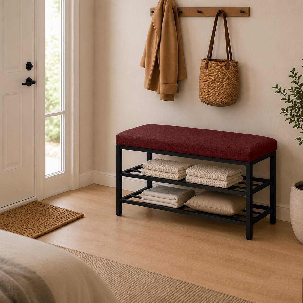 Pantofar, Hanah Home, Lotus, 30x47x75 cm, Bordo — imaginea 2