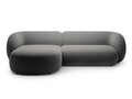 Coltar stanga 3 locuri, Kate, Micadoni, 285x176x76 cm, catifea, gri inchis
