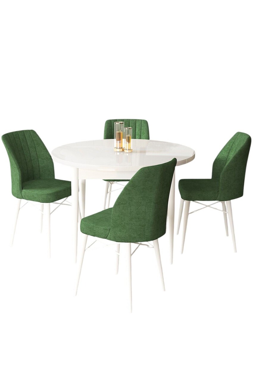 Set masă și scaune (5 bucăți), Hanah Home, Rox, Alb / Kaki - view 2