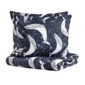 Lenjerie de pat King Size, Timi, Homla, 3 piese, 200x220 cm, bumbac, albastru/alb