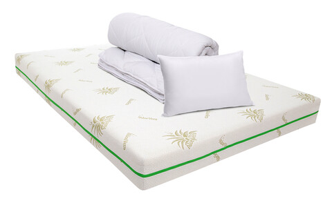 Pachet saltea Bedora Confort Relax Aloe Vera 120 x 190 x 17 cm + pilota + perna, spuma memory