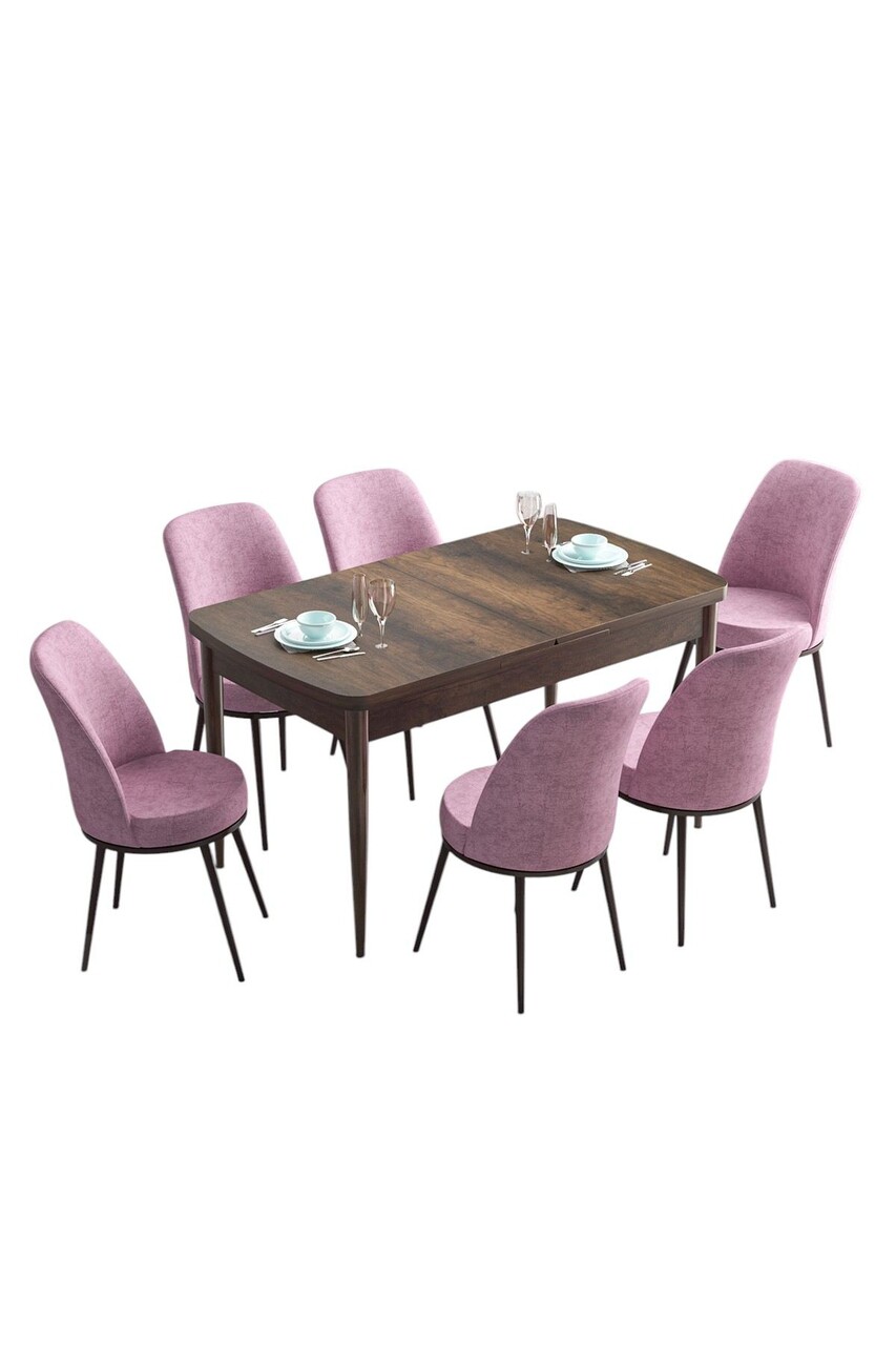 Set masa extensibila si scaune, Hanah Home, Han, Baroc / Roz - view 2