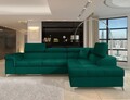 Coltar extensibil dreapta 4 locuri ELTAP, ERI-08, Eridano, 275x202x88 cm, lemn/poliester, verde inchis