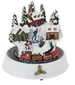 Decoratiune luminoasa Winter scene w snowman and kids, 19.5x19.3x19 cm, poliston, multicolor