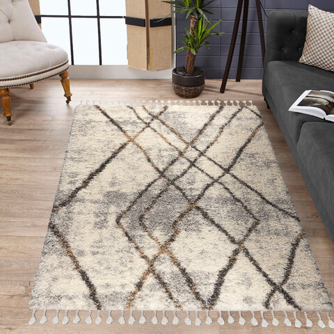 Covor, Mokka 5701, 120x170 cm, Poliester, Bej / Auriu / Negru