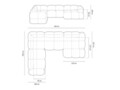 Coltar panoramic stanga 5 locuri, Loretto, Cosmopolitan Design, 345x250x68 cm, catifea, gri