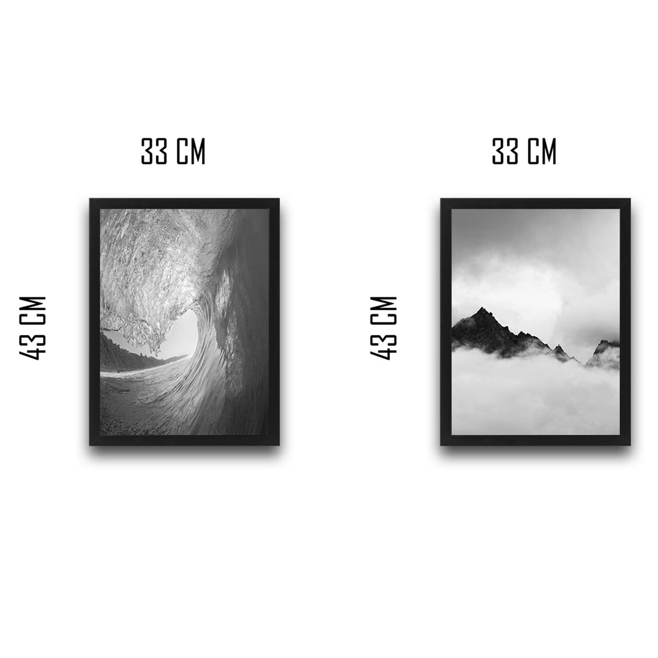 Set 2 tablouri decorative, Bw Wave Mountain Set, PAL, Hartie, Multicolor