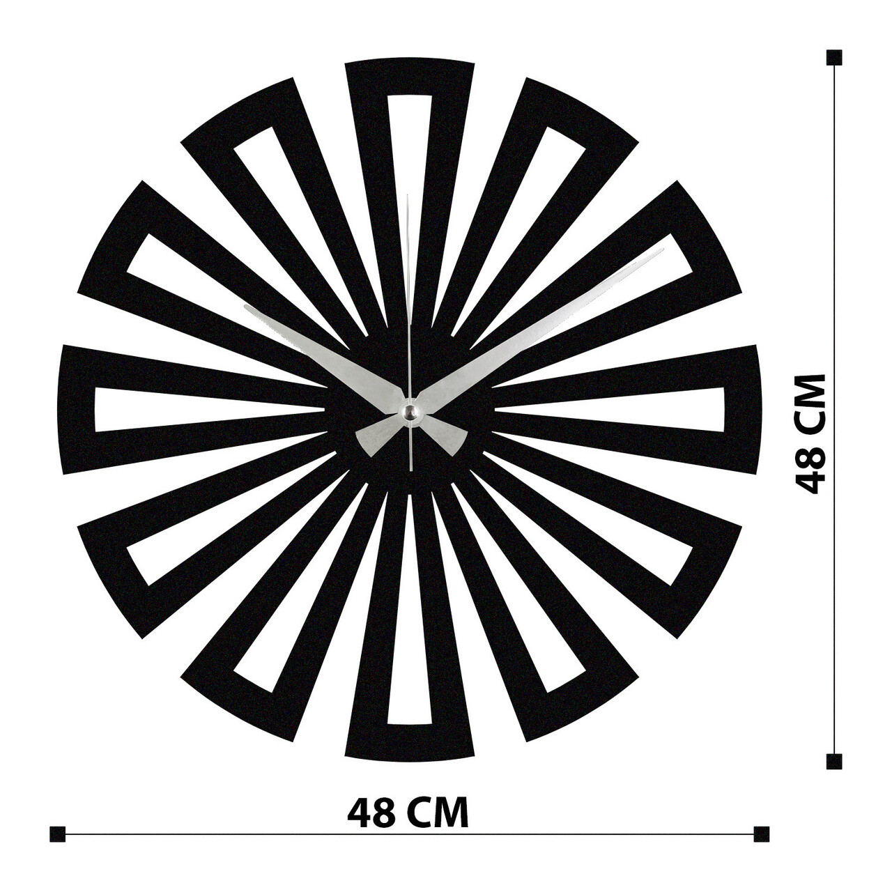Ceas de perete, Enzoclock - S003, metal, 48 x 48 cm, negru