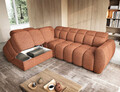 Coltar extensibil stanga 4 locuri ELTAP, LT-30COR, Falconn, 258x208x107 cm, lemn/poliester, caramiziu