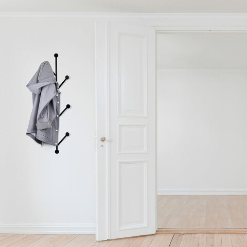 Cuier de perete, rod 2, metal, dimensiune: 25 x 94 cm, negru