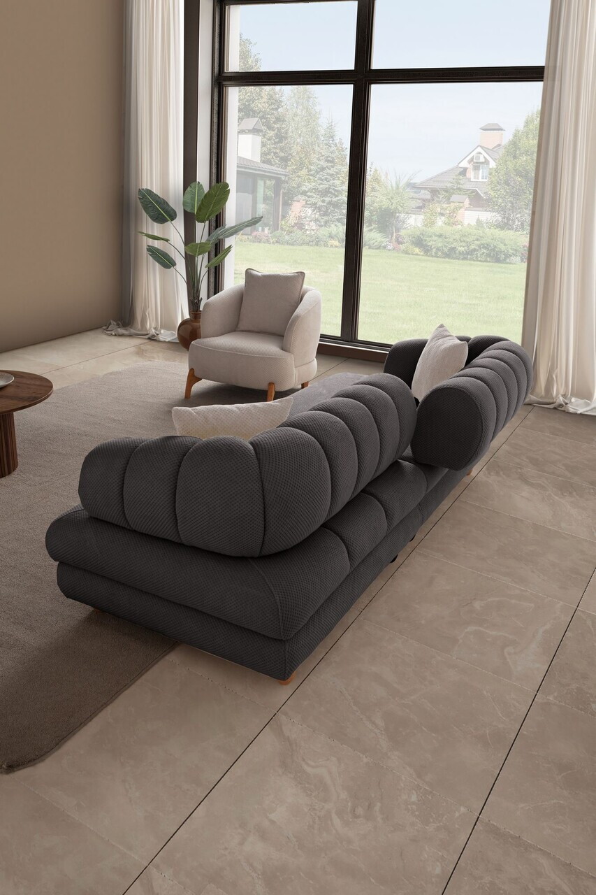 Canapea 3 locuri, Atelier del Sofa, 752EST1155, Lemn de carpen/PAL melaminat, Antracit - view 9