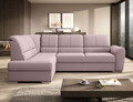 Coltar extensibil stanga 3 locuri ELTAP, LT-101GO, Siber, 270x186x93 cm, lemn/poliester, roz deschis