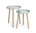 Set 2 masute de cafea Edvard, Bizzotto, 35.5x44 cm/40x51 cm, lemn de cauciuc/otel, blat din oglinda, verde sage