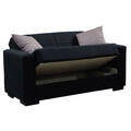 Canapea extensibila 2 locuri Vox, Pakoworld, 148x77x80 cm, textil/lemn de plop, negru