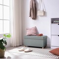 Bancheta cu spatiu depozitare, Songmics, 76x38x40 cm, max 300 kg, in sintetic/MDF/picioare din lemn masiv, gri inchis
