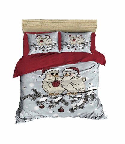 Lenjerie de pat dubla Xmas-435, Pearl Home, 3 piese, amestec bumbac, multicolor mezoni.ro