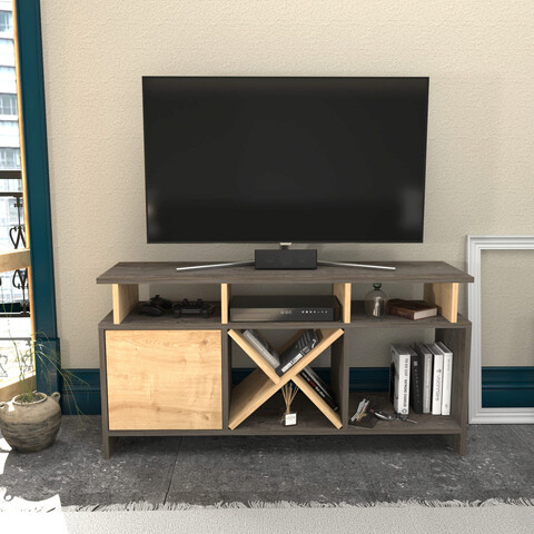 Comoda tv, retricy, auburn, 120x29.9x60.6 cm, pal, wenge / stejar