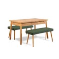 Set masă și bancă extensibile (3 piese), Vella, Santiago 1070, Pin Atlantic / Verde