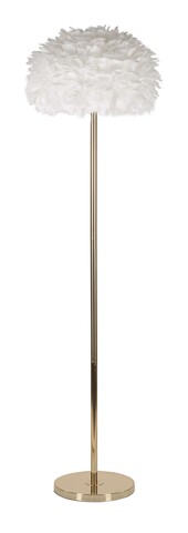 Lampadar Feathers Slim, Mauro Ferretti, 1 x E27, 40W, 43x170 cm, fier, alb/auriu