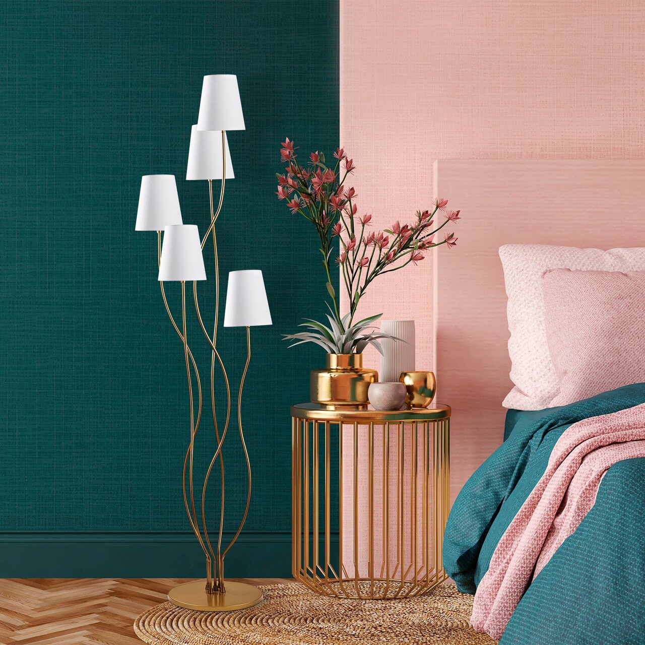 Lampadar, Fulgor, 942FLG1543, Metal, Aur/Alb - 2 | YEO