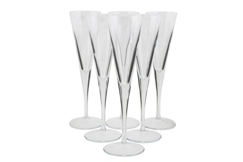 Set 6 pahare sampanie fiore, pasabahce, 24 x 7.5 x 7.5 cm, sticla, transparent