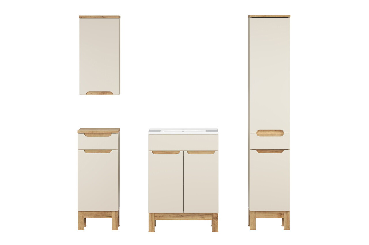 Set mobilier baie Bali Cashmere Lava 60 cm HC LC, dulapuri si masca cu lavoar, Comad, MDF/PAL, casmir - view 3