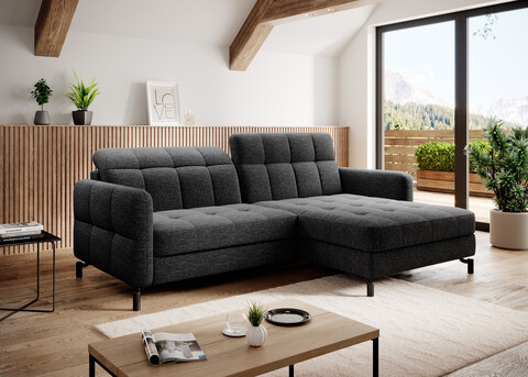 Coltar extensibil dreapta 3 locuri ELTAP, Lore-89, Lorelle, 225x160x105 cm, lemn/poliester, negru