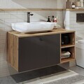 Dulap de baie cu chiuvetă, Hanah Home, 2515, MDF, Pin Atlantic / Antracit