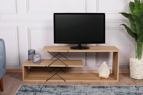 Comoda tv, kalune design, zigzag, 120x40x30 cm, stejar