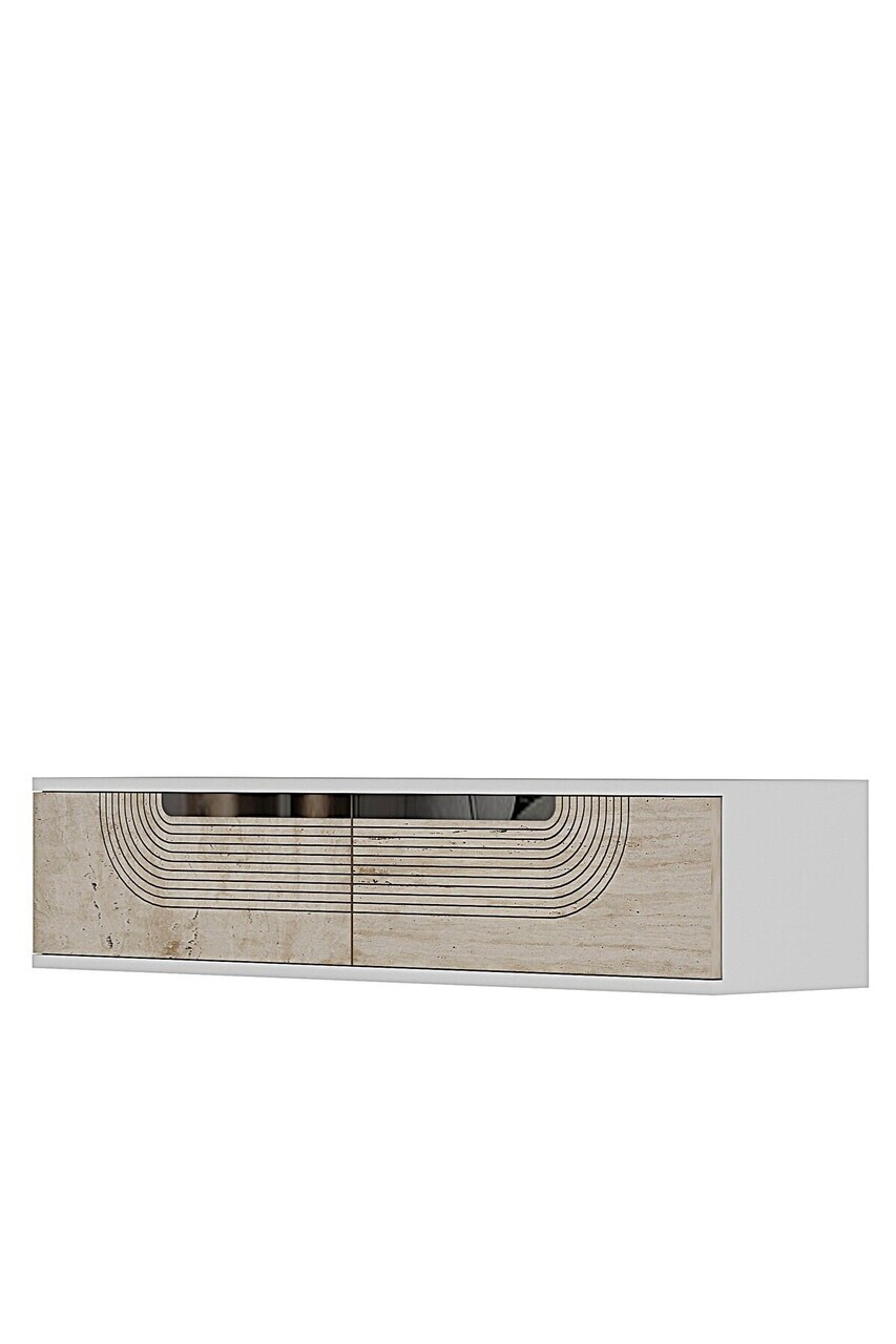 Dulap, Hanah Home, Meyra 120, 120x25.5x29.6 cm, White / Travertine / Silver — imaginea 4