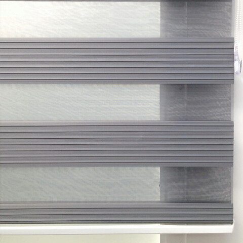 Jaluzea rulou zebra / roleta textila, Pliseli Day & Night, 150x200 cm, poliester, gri