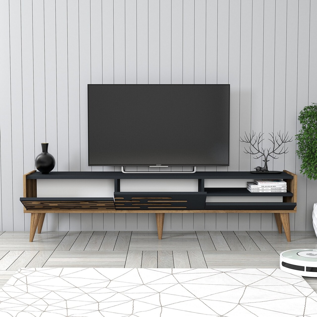 Comoda TV, Hommy Craft, Valensiya, PAL, Nuc / Antracit - 1 | YEO