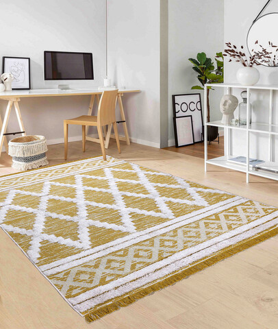 Covor, 22297a , 150x220 cm, bumbac, galben