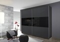 Dulap cu usi culisante, Blacky, 261 x 59 x 210 cm, pal, gri/negru