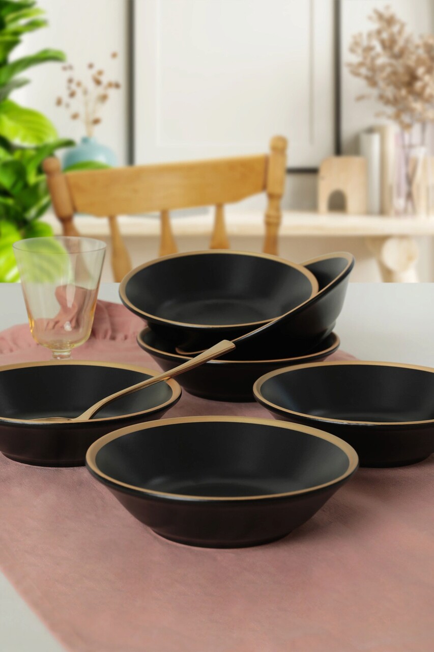 Set farfurii, Keramika, 275KRM1904, Ceramica , Nu absoarbe apa, Negru