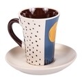 Set 6 cesti cu farfurie pentru cafea Creaciones Meng, 80 ml, ceramica