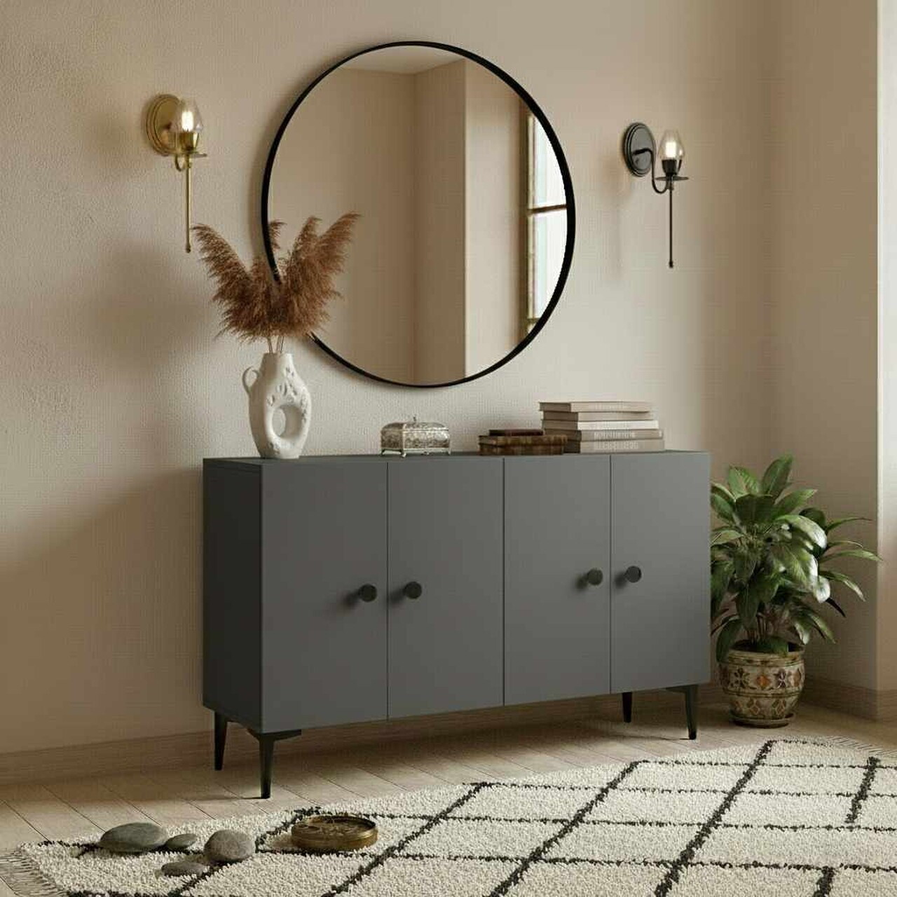 Consola, Hanah Home, Sherifa 120, 120x75x32 cm, Antracit